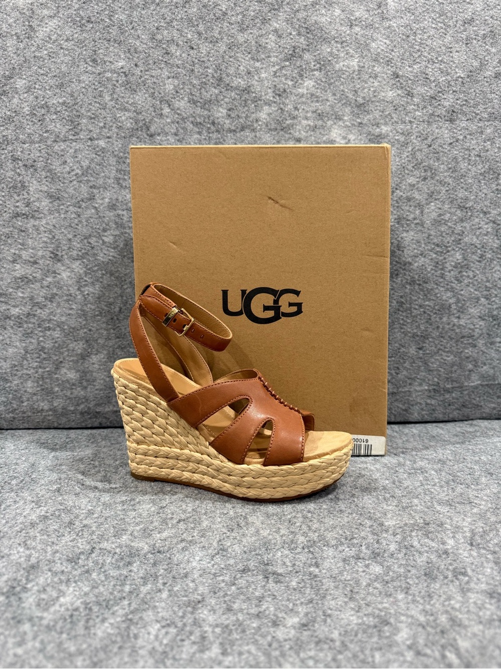 UGG Careena Leather Wedge Sandals in Chestnut Brown